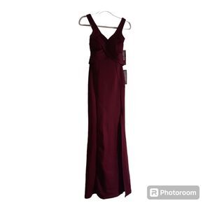 emerald sundae slim red dress Emerald Sundae Juniors Size 16 Hi Low Long Evening Dress Wine Red Satin Slit